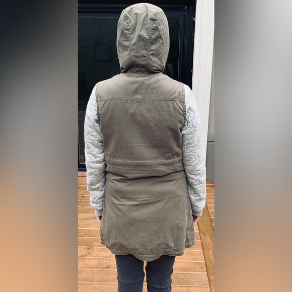 Diesel long khaki cotton cargo hooded winter vest windbreaker jacket hoodie coat - Picture 12 of 16